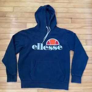Ellesse Mens Charcoal Grey Logo Pullover Hoodie Sweatshirt Size Medium